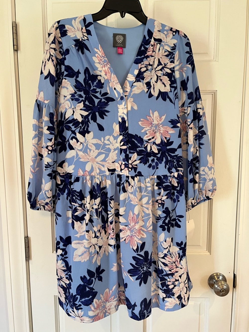 Vince Camuto V-Neck Tunic Dress in Light Blue NWT